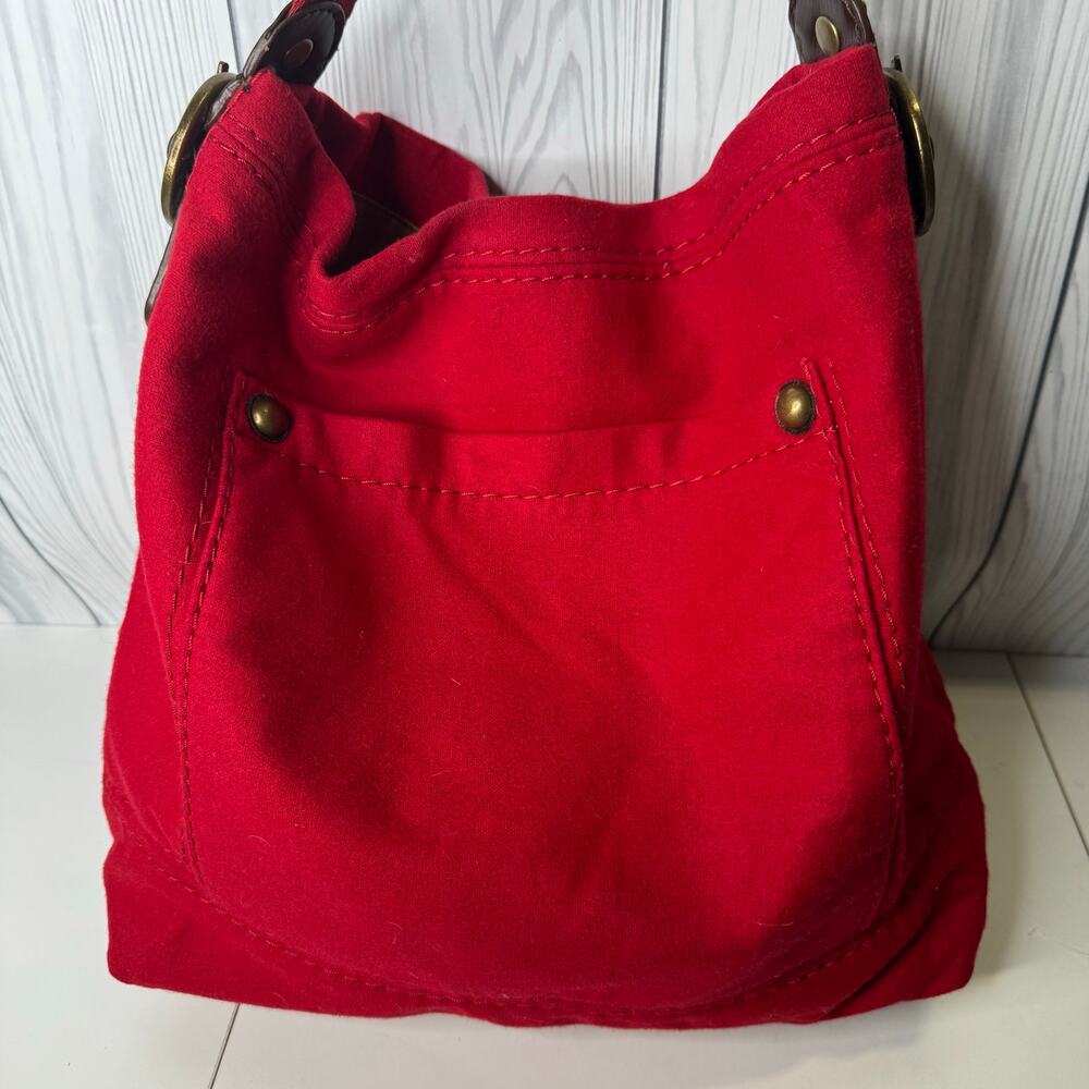 Vintage Y2K 2007 GAP Satchel Purse Women's Red Wool Shoulder Tote Bag
